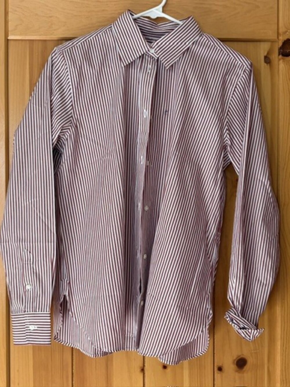 NWT Jcrew Burgundy and White Striped LS Shirt-Size 8